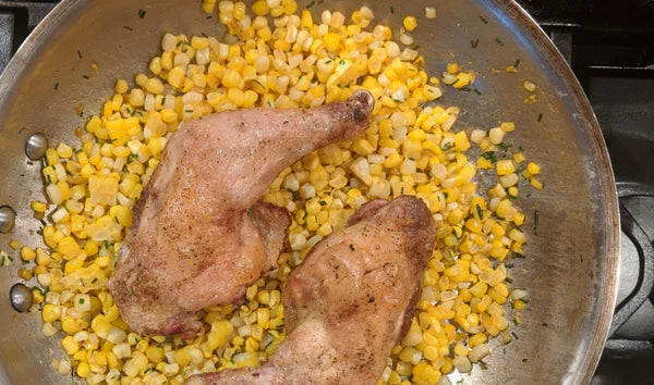 Roasted Chicken Legs with Spiced Corn