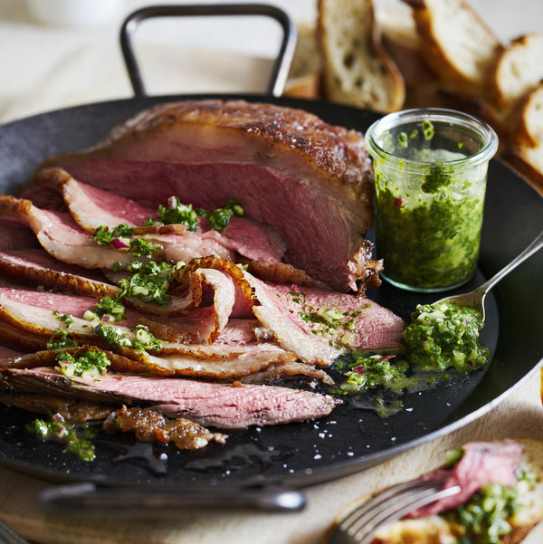 Reverse-Seared Sirloin Cap Steak with Chimichurri Sauce
