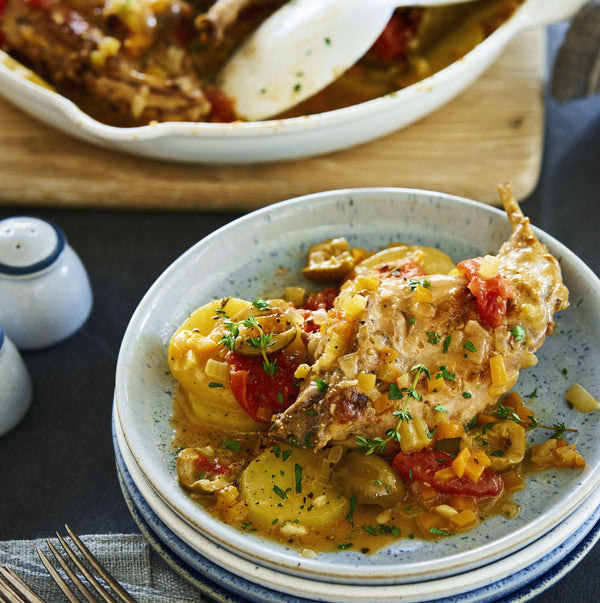 Braised Rabbit with Potatoes and Green Olives